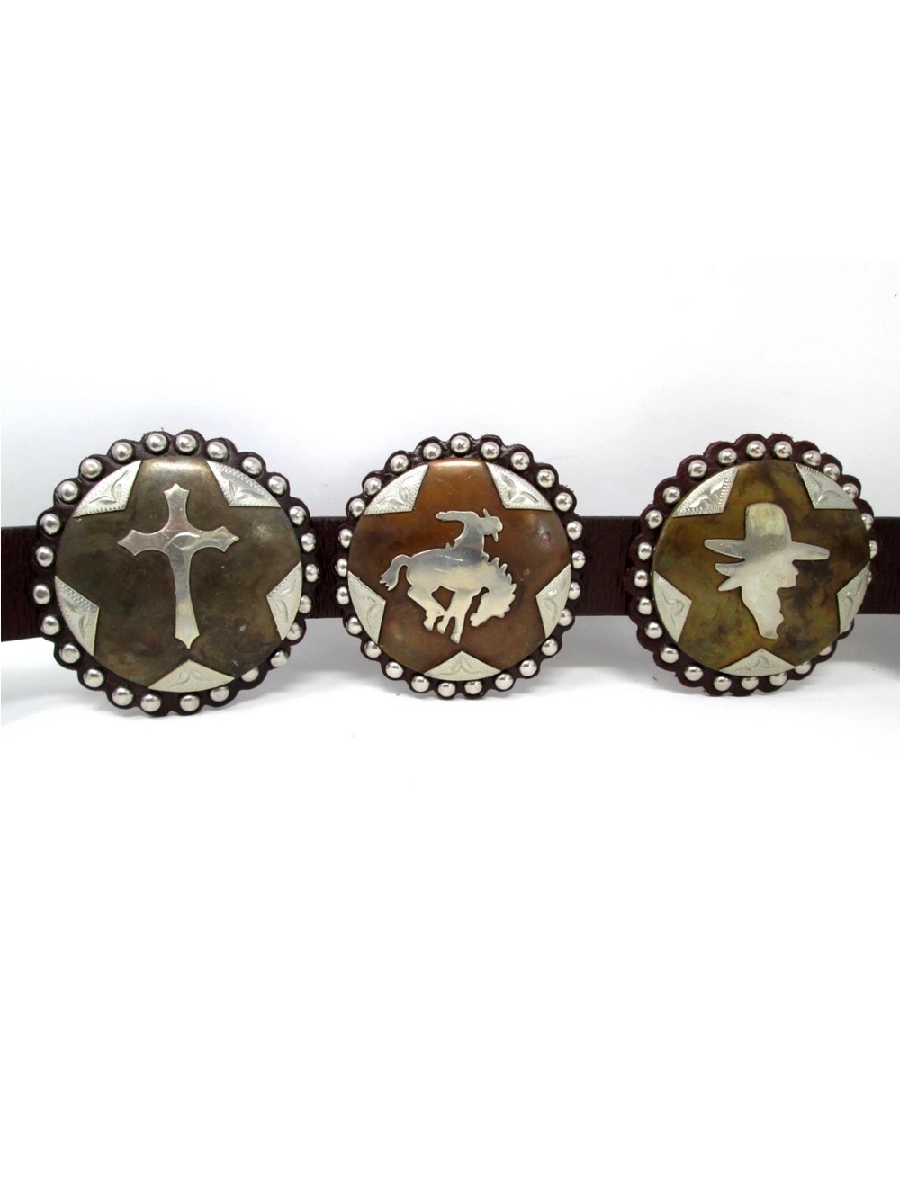 Vintage Western Belt longhorn stars horseshoes hearts cowgirl horse Conchos 34 - Picture 5 of 15